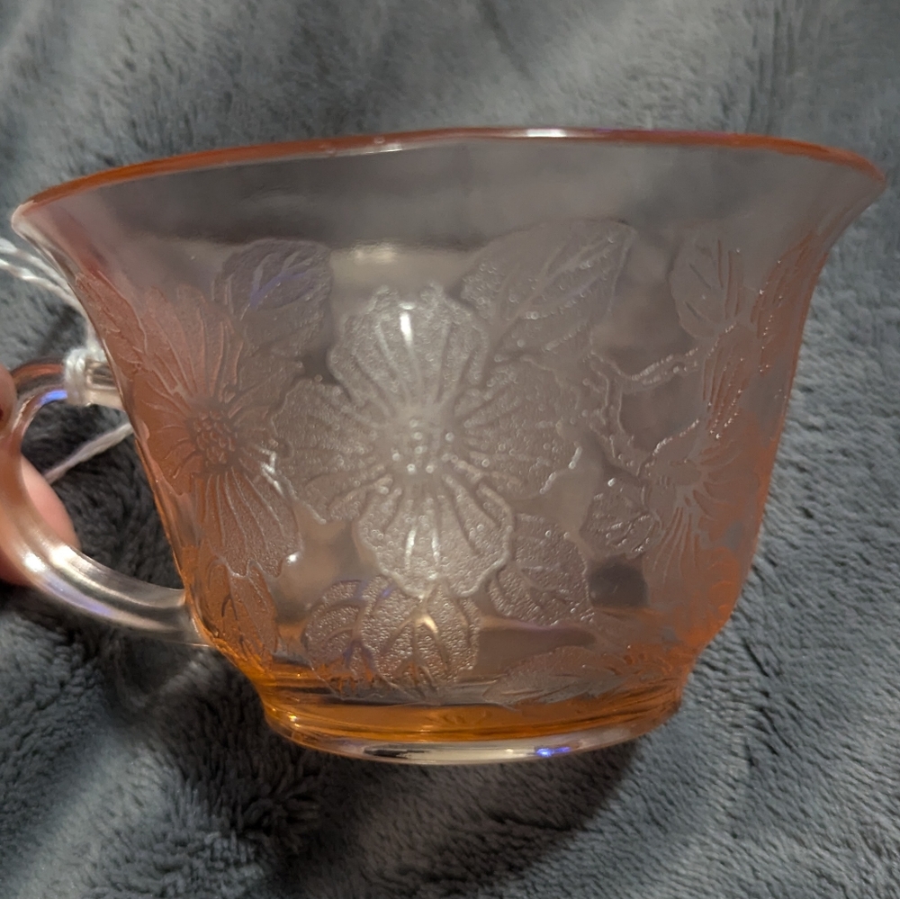 Vintage Macbeth Evans Dogwood Pink Depression Glass Cup (3)